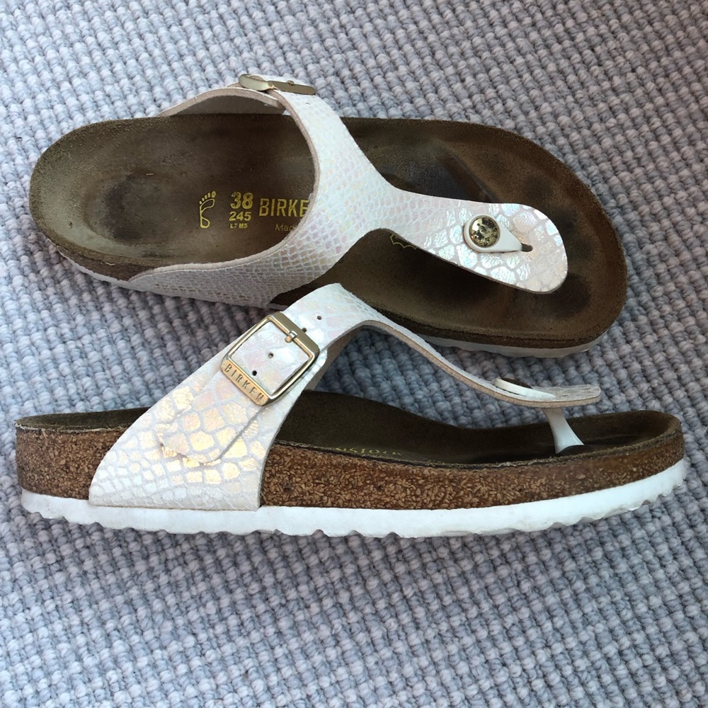 Birkenstock Gizeh Shiny Snake Skin Thongs